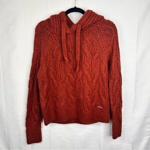 Abercrombie & Fitch rusty wool blend cable knit hooded sweater fall winter